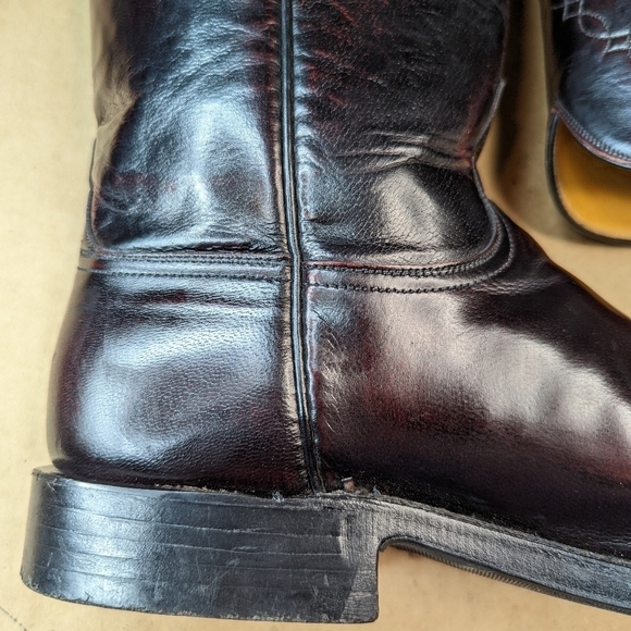 Lucchese Classics "Seville "boots men's size 8.5D black cherry goat leather West - Picture 7 of 12